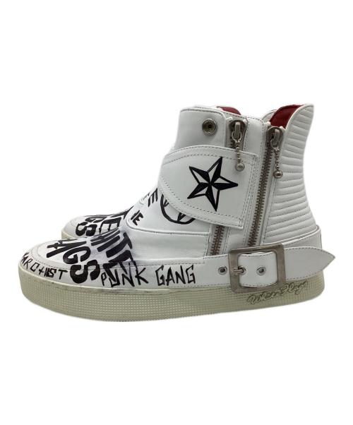 WHITE FLAG'S（ホワイトフラッグス）WHITE FLAG'S (ホワイトフラッグス) SO-Philip Rockstar Hand Painted スニーカー ホワイト サイズ:42の古着・服飾アイテム