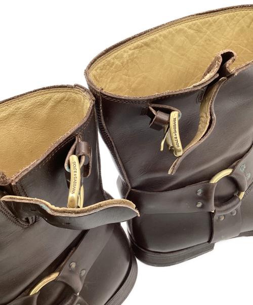 DOLCE & GABBANA（ドルチェ＆ガッバーナ）DOLCE & GABBANA (ドルチェ＆ガッバーナ) スクエアトゥ ハーネス ブーツ ブラウン サイズ:7の古着・服飾アイテム