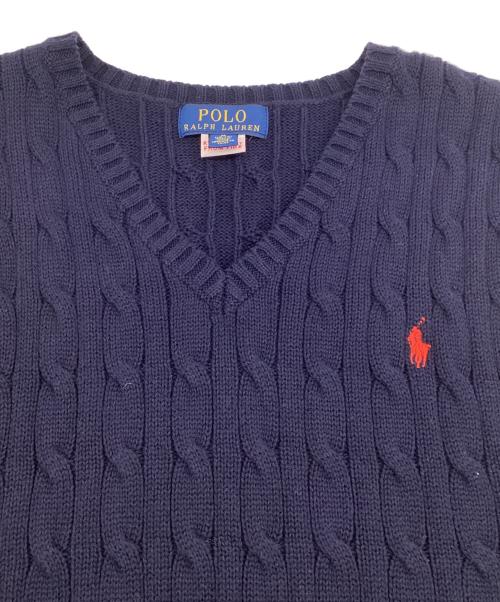 POLO RALPH LAUREN（ポロ・ラルフローレン）POLO RALPH LAUREN (ポロ・ラルフローレン) コットン ケーブルニットベスト ネイビー サイズ:M10-12の古着・服飾アイテム
