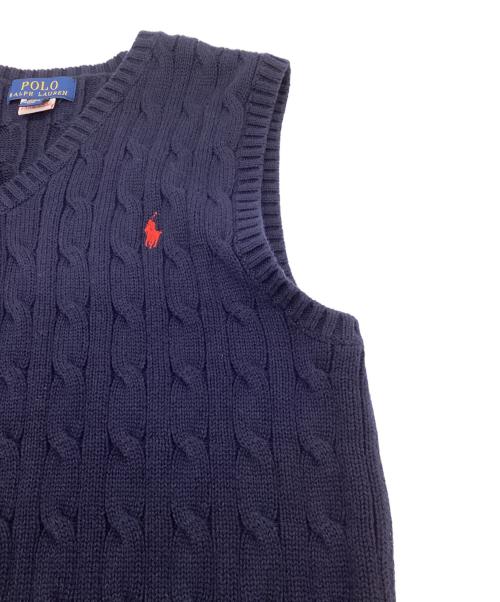 POLO RALPH LAUREN（ポロ・ラルフローレン）POLO RALPH LAUREN (ポロ・ラルフローレン) コットン ケーブルニットベスト ネイビー サイズ:M10-12の古着・服飾アイテム