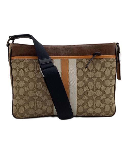 COACH（コーチ）COACH (コーチ) トンプソン クロスボディ シグネチャー ジャカード ウィズ ヴァーシティ ストライプ ブラウンの古着・服飾アイテム
