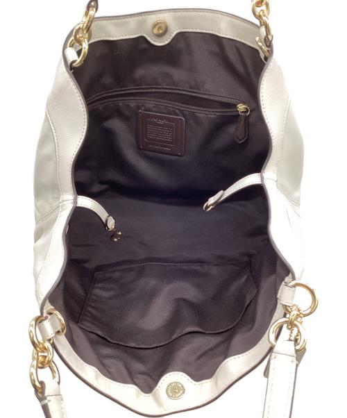COACH（コーチ）COACH (コーチ) シグネチャー ハンドバッグ ベージュ×ホワイトの古着・服飾アイテム