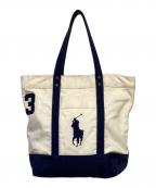 POLO RALPH LAURENポロ・ラルフローレン）の古着「キャンバストートバッグ」｜アイボリー×ネイビー