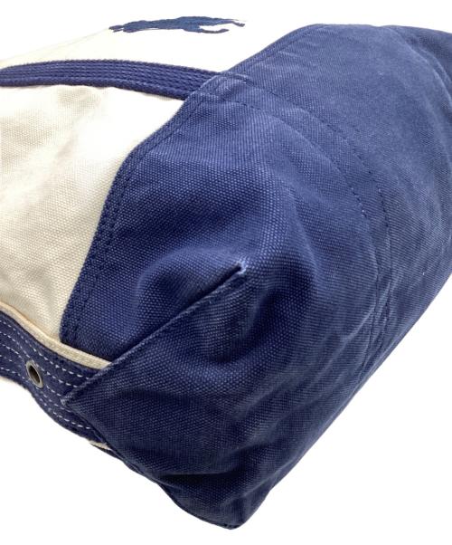 POLO RALPH LAUREN（ポロ・ラルフローレン）POLO RALPH LAUREN (ポロ・ラルフローレン) キャンバストートバッグ アイボリー×ネイビーの古着・服飾アイテム