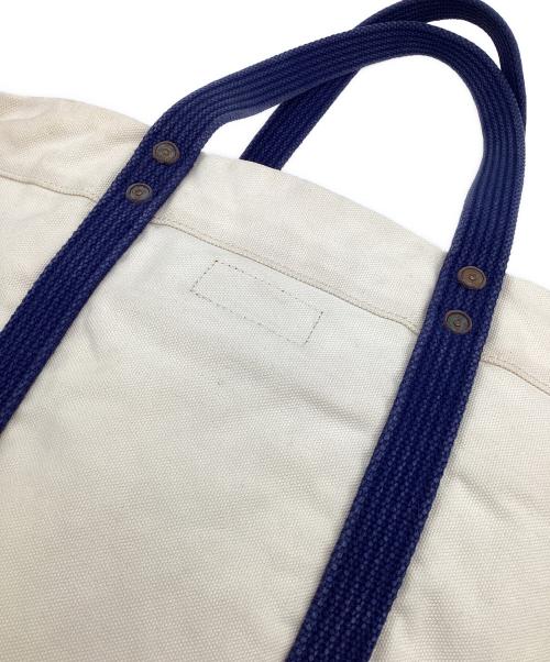 POLO RALPH LAUREN（ポロ・ラルフローレン）POLO RALPH LAUREN (ポロ・ラルフローレン) キャンバストートバッグ アイボリー×ネイビーの古着・服飾アイテム