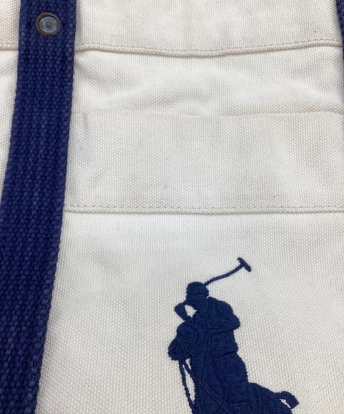 POLO RALPH LAUREN（ポロ・ラルフローレン）POLO RALPH LAUREN (ポロ・ラルフローレン) キャンバストートバッグ アイボリー×ネイビーの古着・服飾アイテム