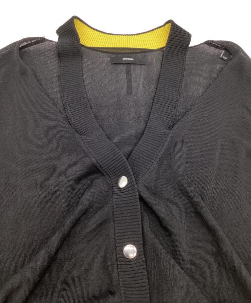 DIESEL（ディーゼル）DIESEL (ディーゼル) 薄手カーディガン ブラック×イエロー サイズ:XSの古着・服飾アイテム