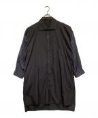 Yohji Yamamoto pour hommeヨウジヤマモト プールオム）の古着「プロダクト ダイ ストライプ スリーブ シャツ」｜ブラック