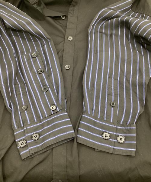 Yohji Yamamoto pour homme（ヨウジヤマモト プールオム）Yohji Yamamoto pour homme (ヨウジヤマモト プールオム) プロダクト ダイ ストライプ スリーブ シャツ ブラック サイズ:1の古着・服飾アイテム