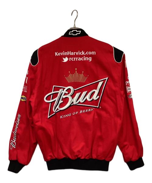 NASCAR by JH Design（ナスカーバイジェイエイチデザイン）NASCAR by JH Design (ナスカーバイジェイエイチデザイン) Bud レーシングジャケット レッド×ブラック サイズ:Mの古着・服飾アイテム
