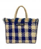MARNIマルニ）の古着「IRACA PALM BIG BAG（イラカ パーム ビッグ バッグ）」｜アイボリー×ブルー