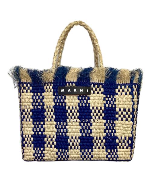 MARNI（マルニ）MARNI (マルニ) IRACA PALM BIG BAG（イラカ パーム ビッグ バッグ） アイボリー×ブルーの古着・服飾アイテム