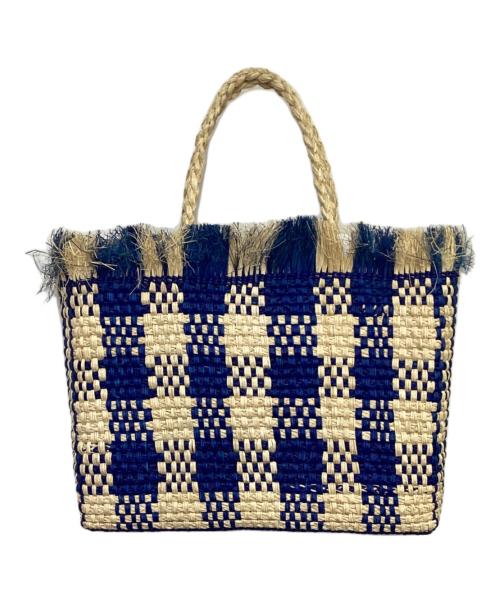 MARNI（マルニ）MARNI (マルニ) IRACA PALM BIG BAG（イラカ パーム ビッグ バッグ） アイボリー×ブルーの古着・服飾アイテム