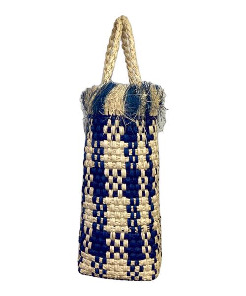 MARNI（マルニ）MARNI (マルニ) IRACA PALM BIG BAG（イラカ パーム ビッグ バッグ） アイボリー×ブルーの古着・服飾アイテム