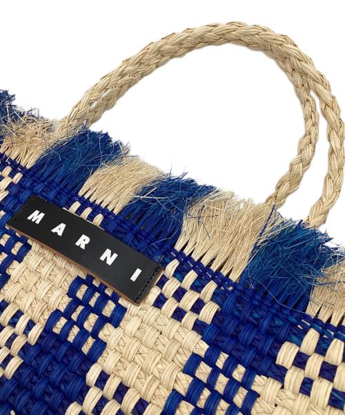 MARNI（マルニ）MARNI (マルニ) IRACA PALM BIG BAG（イラカ パーム ビッグ バッグ） アイボリー×ブルーの古着・服飾アイテム