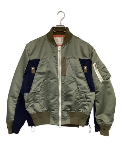 sacai（サカイ）sacai (サカイ) Nylon Twill Mix Blouson（ナイロン ツイル ミックス ブルゾン） オリーブ サイズ:2の古着・服飾アイテム