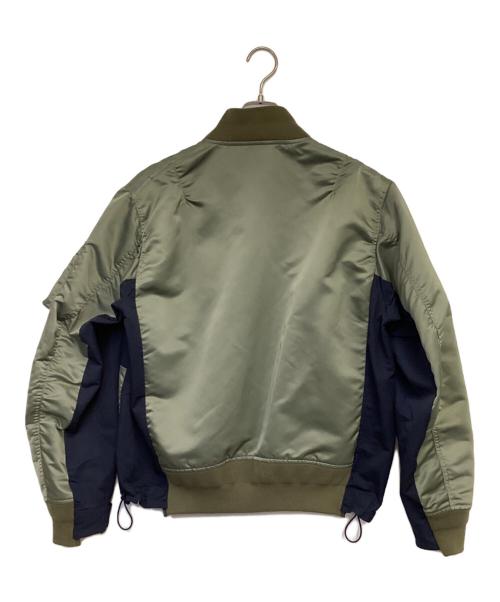 sacai（サカイ）sacai (サカイ) Nylon Twill Mix Blouson（ナイロン ツイル ミックス ブルゾン） オリーブ サイズ:2の古着・服飾アイテム