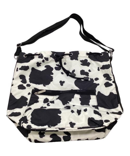 LeSportsac（レスポートサック）LeSportsac (レスポートサック) 巾着ショルダーバッグ ブラック×ホワイトの古着・服飾アイテム