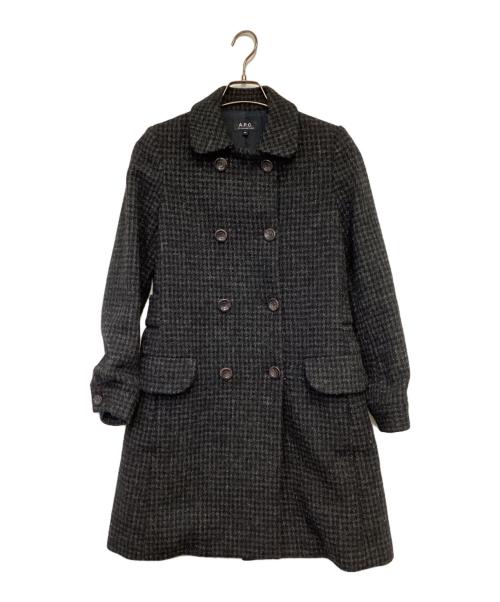 A.P.C.（アーペーセー）A.P.C. (アーペーセー) Harris Tweed（ハリス ツイード）ダブルステンカラーコート グレー サイズ:XSの古着・服飾アイテム