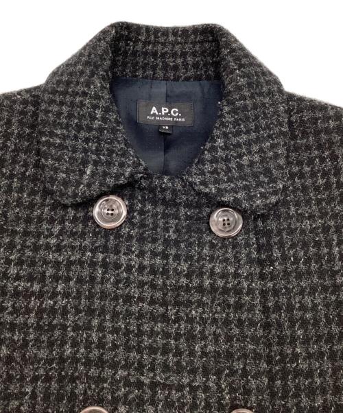 A.P.C.（アーペーセー）A.P.C. (アーペーセー) Harris Tweed（ハリス ツイード）ダブルステンカラーコート グレー サイズ:XSの古着・服飾アイテム