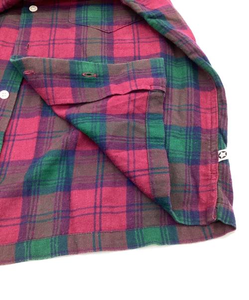 FINESSE（フィネス）FINESSE (フィネス) GOODENOUGH (グッドイナフ) オープンカラー フランネルシャツ ピンク×パープル サイズ:Mの古着・服飾アイテム