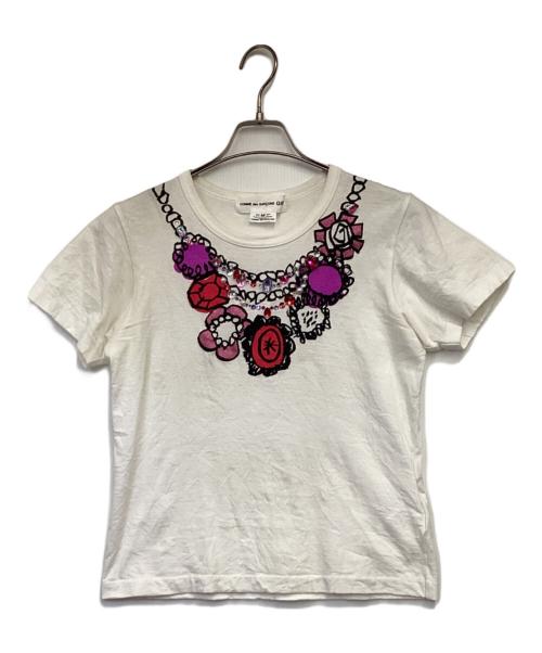 COMME des GARCONS GIRL（コムデギャルソンガール）COMME des GARCONS GIRL (コムデギャルソンガール) ラインストーン 半袖Tシャツ ホワイト サイズ:Mの古着・服飾アイテム