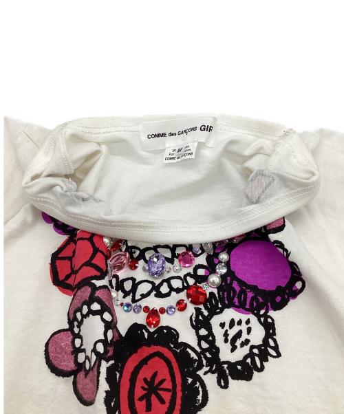 COMME des GARCONS GIRL（コムデギャルソンガール）COMME des GARCONS GIRL (コムデギャルソンガール) ラインストーン 半袖Tシャツ ホワイト サイズ:Mの古着・服飾アイテム