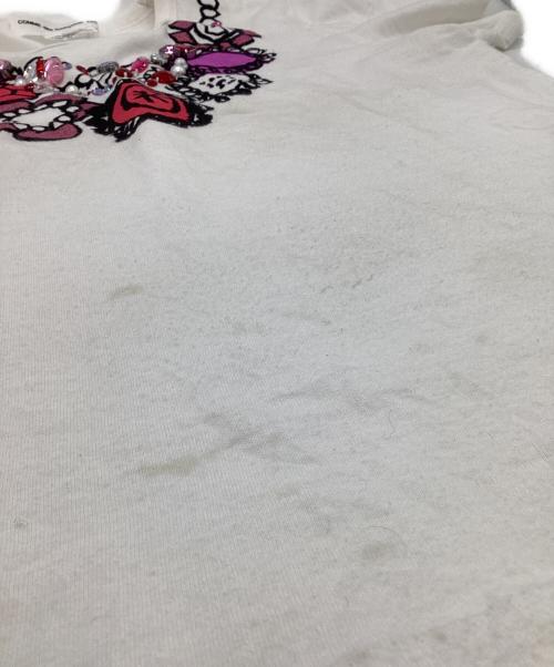 COMME des GARCONS GIRL（コムデギャルソンガール）COMME des GARCONS GIRL (コムデギャルソンガール) ラインストーン 半袖Tシャツ ホワイト サイズ:Mの古着・服飾アイテム