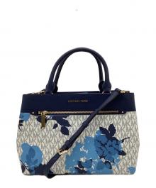 MICHAEL KORS（マイケル・コース）の古着「ハイリー ミディアム サッチェル 2WAYバッグ」｜ブルー×ホワイト