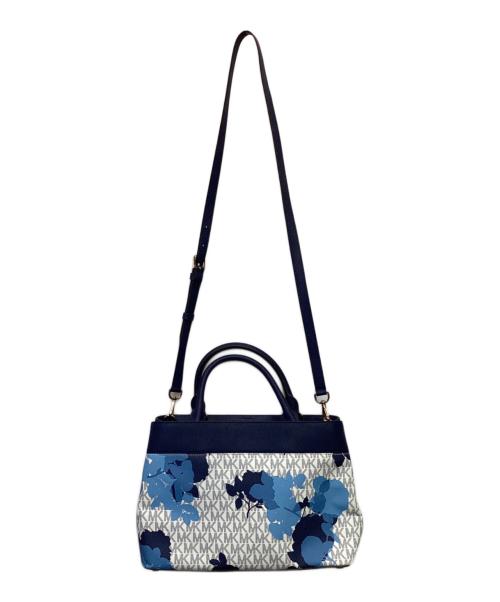 MICHAEL KORS（マイケル・コース）MICHAEL KORS (マイケル・コース) ハイリー ミディアム サッチェル 2WAYバッグ ブルー×ホワイトの古着・服飾アイテム