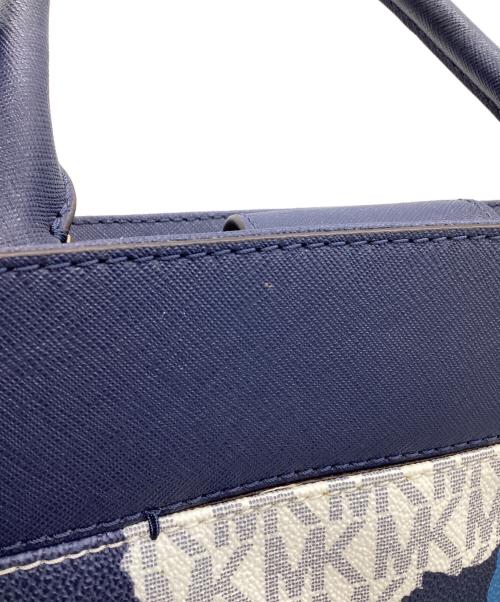 MICHAEL KORS（マイケル・コース）MICHAEL KORS (マイケル・コース) ハイリー ミディアム サッチェル 2WAYバッグ ブルー×ホワイトの古着・服飾アイテム