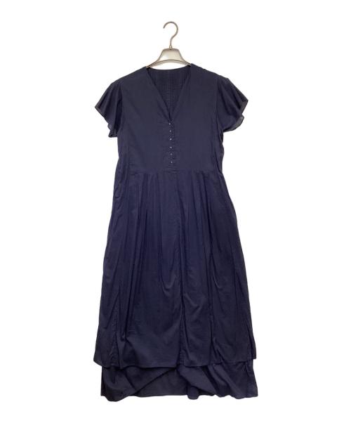 ne quittez pas（ヌキテパ）ne quittez pas (ヌキテパ) Cotton Voile Pin Tuck Dress（コットン ボイル ピンタック ドレス） ネイビー サイズ:Mの古着・服飾アイテム