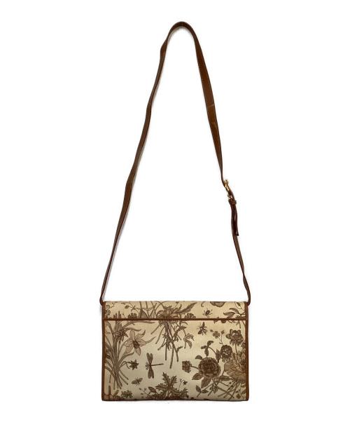 GUCCI（グッチ）GUCCI (グッチ) ボタニカル柄 ショルダーバッグ ベージュ×ブラウンの古着・服飾アイテム