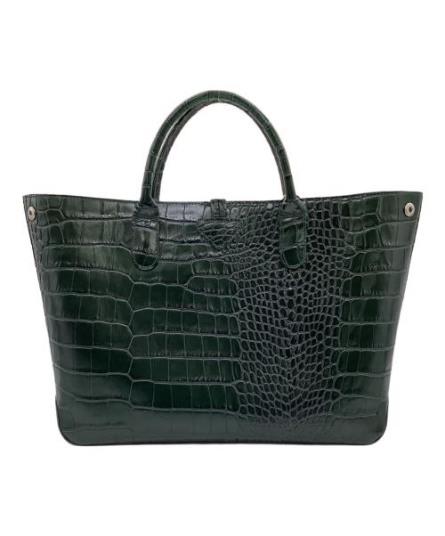 LONGCHAMP（ロンシャン）LONGCHAMP (ロンシャン) クロコ型押し ハンドバッグ グリーンの古着・服飾アイテム
