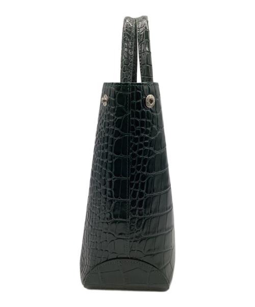 LONGCHAMP（ロンシャン）LONGCHAMP (ロンシャン) クロコ型押し ハンドバッグ グリーンの古着・服飾アイテム