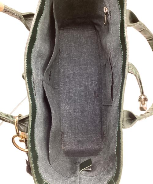 LONGCHAMP（ロンシャン）LONGCHAMP (ロンシャン) クロコ型押し ハンドバッグ グリーンの古着・服飾アイテム