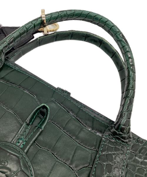 LONGCHAMP（ロンシャン）LONGCHAMP (ロンシャン) クロコ型押し ハンドバッグ グリーンの古着・服飾アイテム
