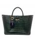 LONGCHAMP（ロンシャン）の古着「クロコ型押し ハンドバッグ」｜グリーン
