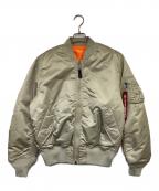 ALPHA INDUSTRIESアルファインダストリーズ）の古着「MA-1 FLIGHT JACKET（MA-1 フライトジャケット）」｜ベージュ×オレンジ