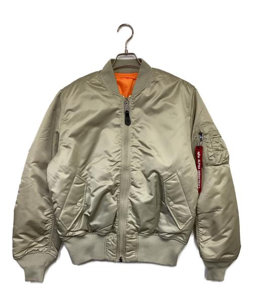 ALPHA INDUSTRIES（アルファインダストリーズ）ALPHA INDUSTRIES (アルファインダストリーズ) MA-1 FLIGHT JACKET（MA-1 フライトジャケット） ベージュ×オレンジ サイズ:Mの古着・服飾アイテム