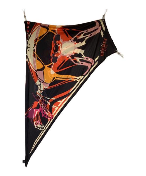 HERMES（エルメス）HERMES (エルメス) ポワントゥ CALECHE ELASTIQUE（カレーシュ エラスティーク） ネイビー×ピンクの古着・服飾アイテム