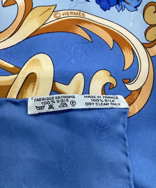 HERMES（エルメス）HERMES (エルメス) カレ90 ORGAUPHONE ET AUTRES MECANIQUES（パイプオルガンと時計仕掛けの楽器）スカーフ ブルーの古着・服飾アイテム