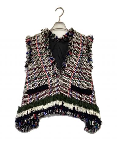 中古・古着通販】sacai (サカイ) ツイードフリンジニットベスト マルチ
