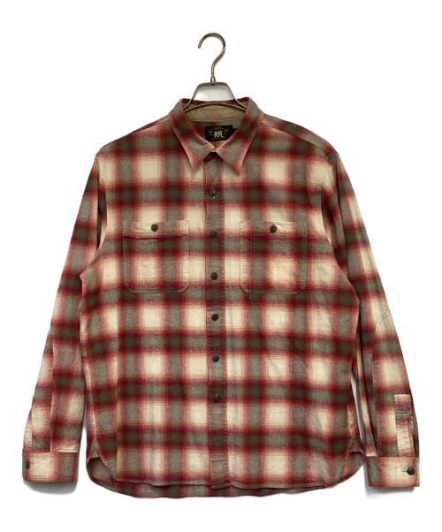 RRL（ダブルアールエル）RRL (ダブルアールエル) オンブレチェックシャツ レッド サイズ:XLの古着・服飾アイテム