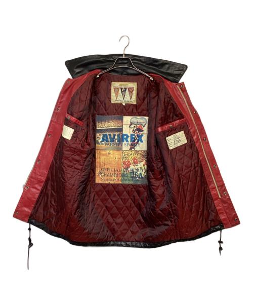 AVIREX VARSITY（アヴィレックスバーシティ）AVIREX VARSITY (アヴィレックスバーシティ) レザージャケット ブラック×レッド サイズ:Sの古着・服飾アイテム