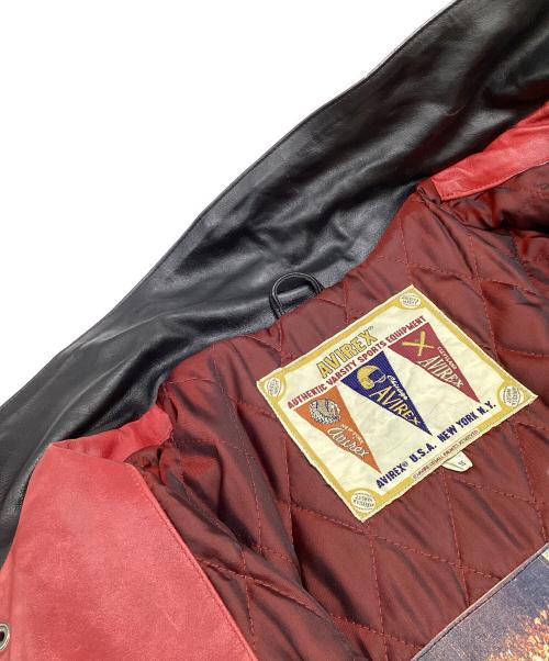 AVIREX VARSITY（アヴィレックスバーシティ）AVIREX VARSITY (アヴィレックスバーシティ) レザージャケット ブラック×レッド サイズ:Sの古着・服飾アイテム