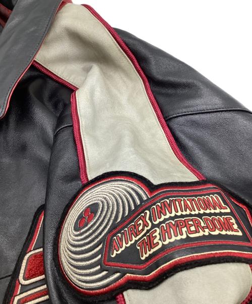 AVIREX VARSITY（アヴィレックスバーシティ）AVIREX VARSITY (アヴィレックスバーシティ) レザージャケット ブラック×レッド サイズ:Sの古着・服飾アイテム