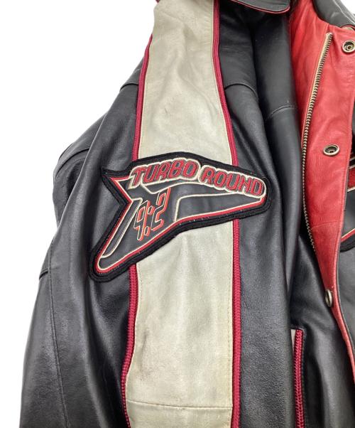 AVIREX VARSITY（アヴィレックスバーシティ）AVIREX VARSITY (アヴィレックスバーシティ) レザージャケット ブラック×レッド サイズ:Sの古着・服飾アイテム