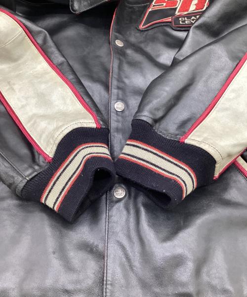 AVIREX VARSITY（アヴィレックスバーシティ）AVIREX VARSITY (アヴィレックスバーシティ) レザージャケット ブラック×レッド サイズ:Sの古着・服飾アイテム