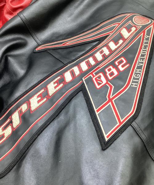 AVIREX VARSITY（アヴィレックスバーシティ）AVIREX VARSITY (アヴィレックスバーシティ) レザージャケット ブラック×レッド サイズ:Sの古着・服飾アイテム